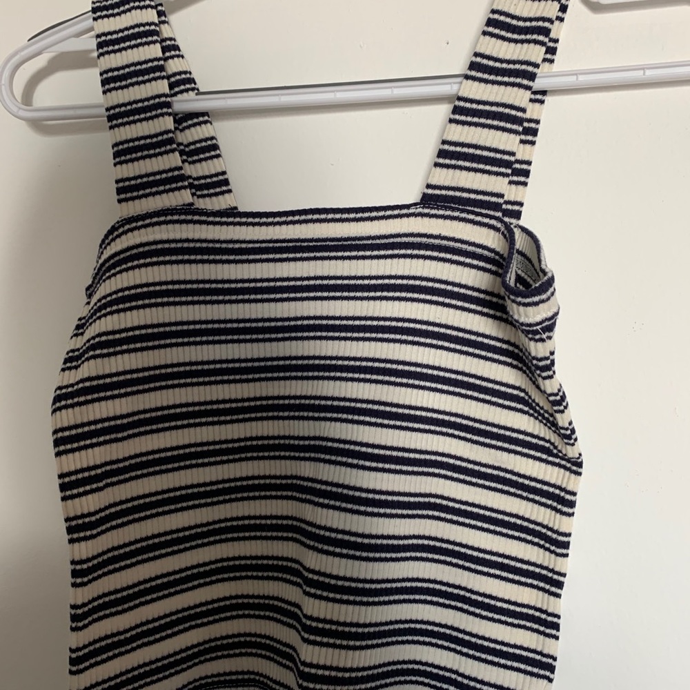 Striped black and white box neck